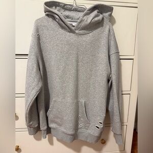 Women's Gray Distressed Hoodie